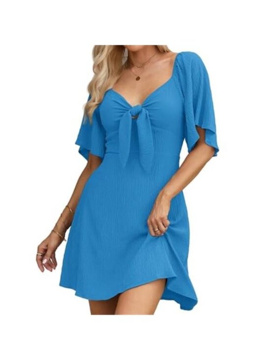 Dresses & Skirts - Women's Dress Summer Deep V Neck Elegant Bow tie Mini Dress